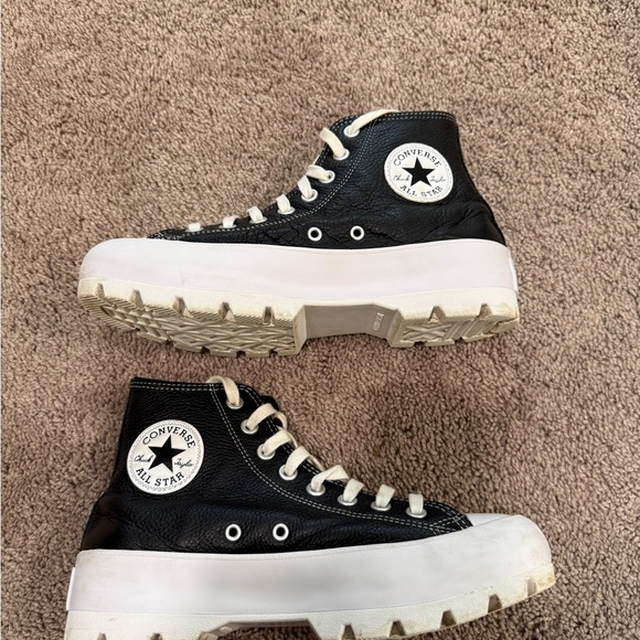 Converse Chuck Taylor Lugged high top Black and White Chunky Sole Sneakers - Picture 2 of 7
